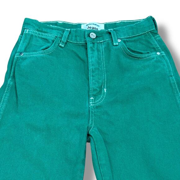 Reformation Size 25 Green Cowboy High Rise Straight Jeans Organic Cotton - Picture 4 of 7